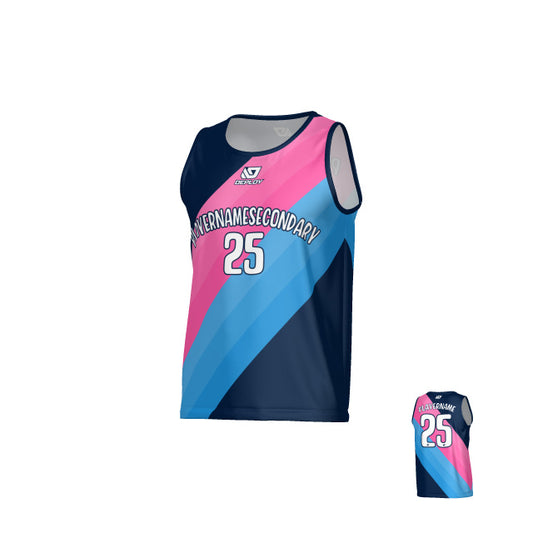 Sash Sports Singlet - Navy & Pink