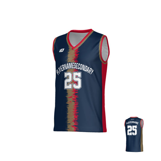 Static Basketball Jersey - Navy & Red
