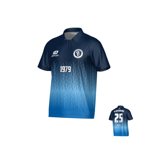 Fade Collared Jersey - Navy & Sky Blue