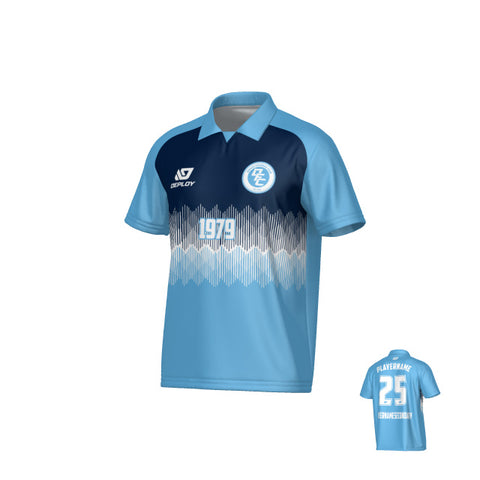 Echo Collared Jersey - Sky Blue & Navy